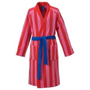 SKOGSSALLAT
Bathrobe, red-pink/stripe, S/M & L/XL